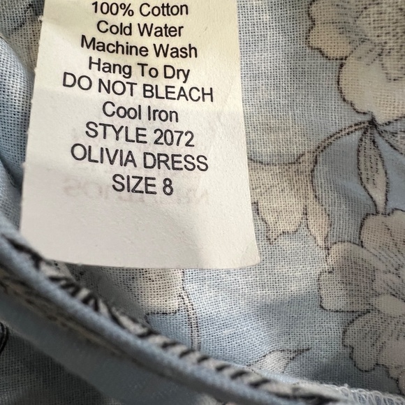 Classic Whimsy Girls Olivia Dress, Light Blue, Floral, Size 8, Spring, Easter - Picture 6 of 10